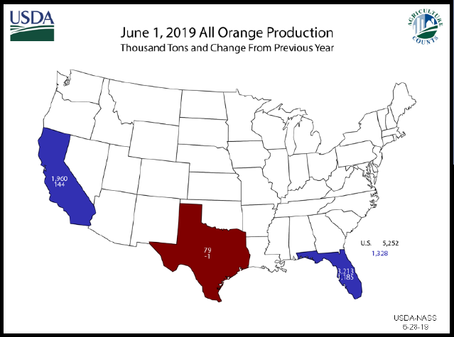 Oranges: Orange Production Map by State, US