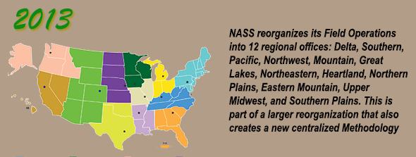2013 - NASS reorganizes into 12 regional offices