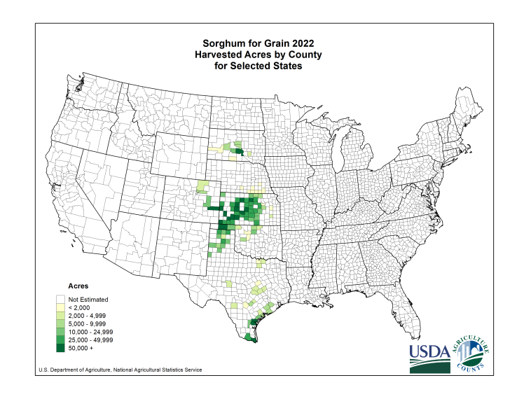 Sorghum: Harvested Acreage by County