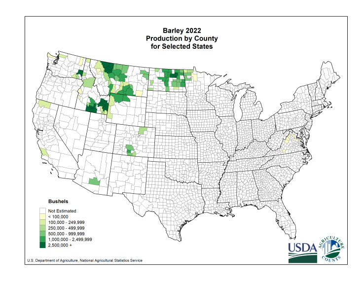 Barley: Production Acreage by County