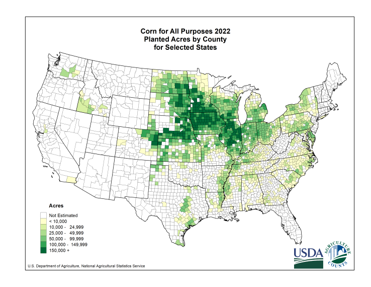 Corn: Planted Acreage by County