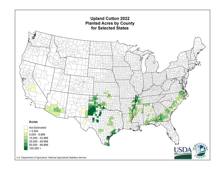 Upland Cotton: Planted Acreage by County