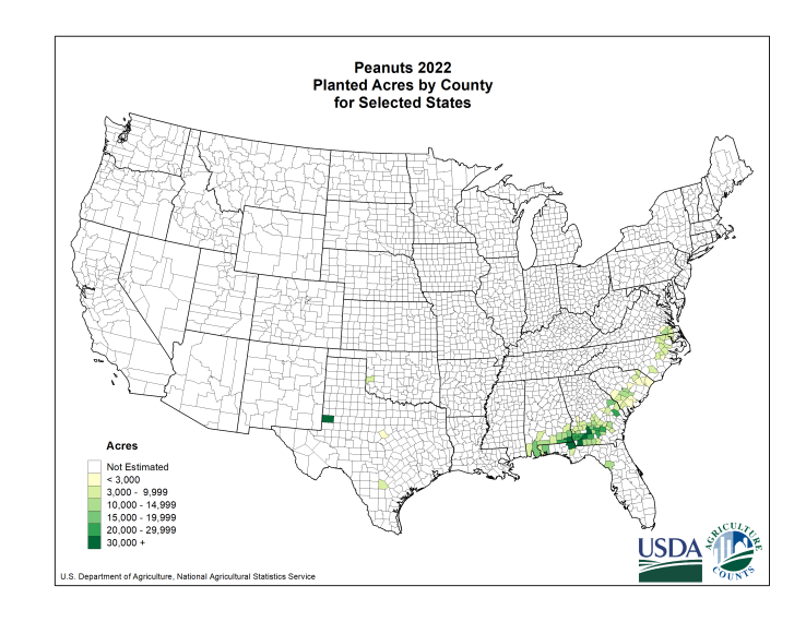 Peanuts: Planted Acreage by County
