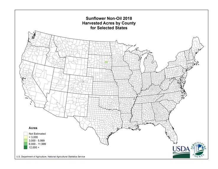 Sunflowers: Harvested Acreage by County
