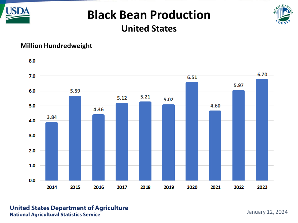 Black Beans: Production by Year, US