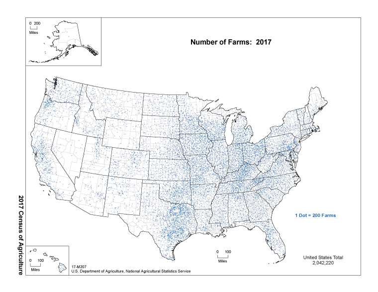 Map of Number of Farms: 2017