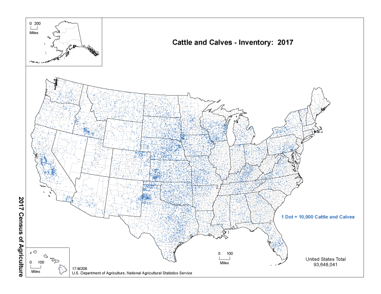 Map of Cattle and Calves - Inventory: 2017