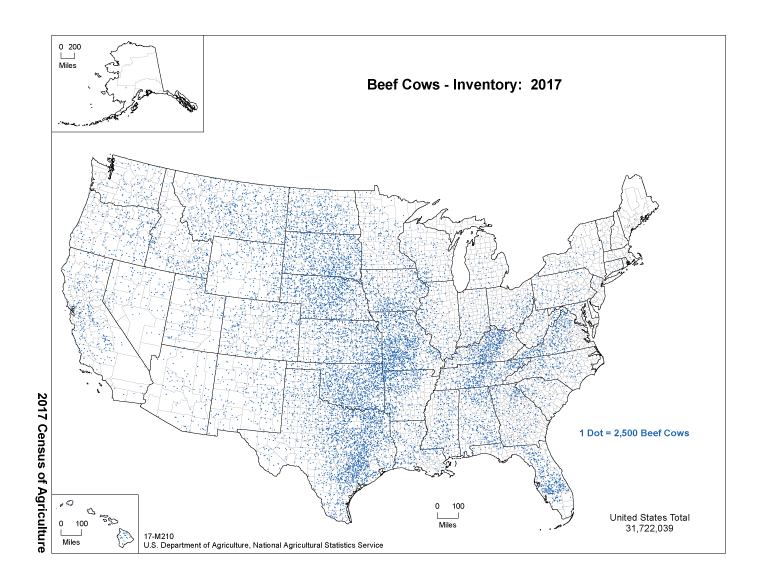Map of Beef Cows - Inventory: 2017