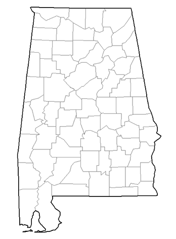 Image showing a county map of Alabama
