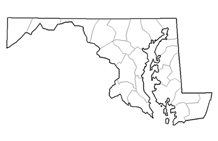 Image showing a county map of Maryland