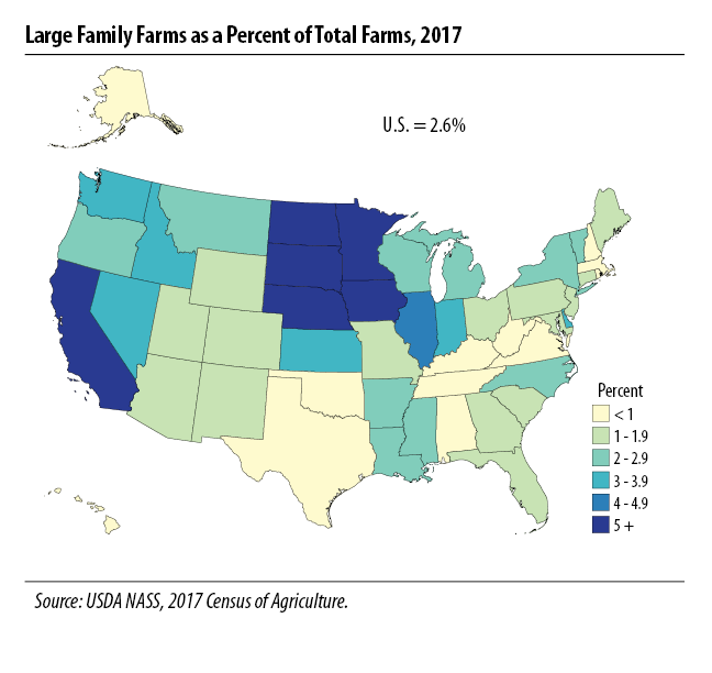 Map: Large Family Farms as Percent of Total Farms