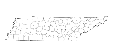 County outlines for TENNESSEE