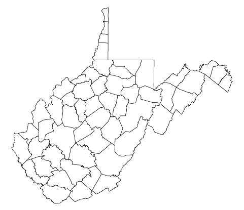 County outlines for WEST VIRGINIA