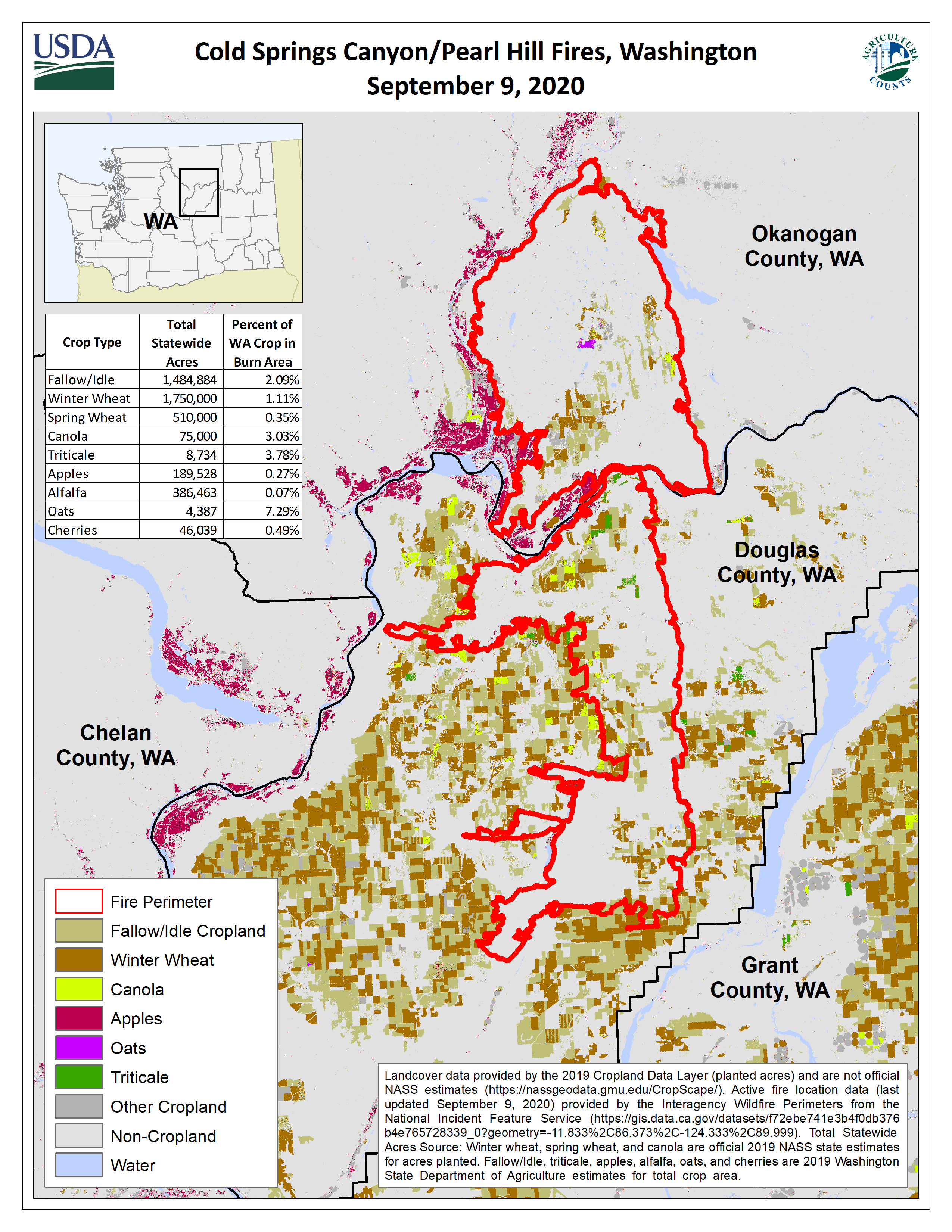 Map of Cold Springs Canyon/Pearl Hill Fires, Washington (September 2020)