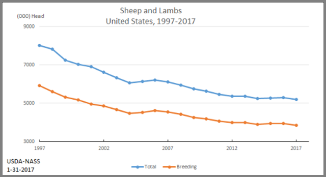 Sheep: Inventory by Year, US